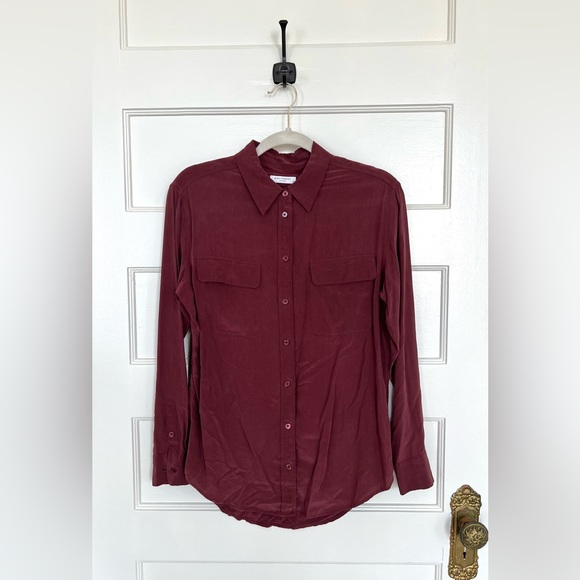 Equipment Tops - Washed silk slim Signature shirt, designed by Kate Moss for Equipment A/W16